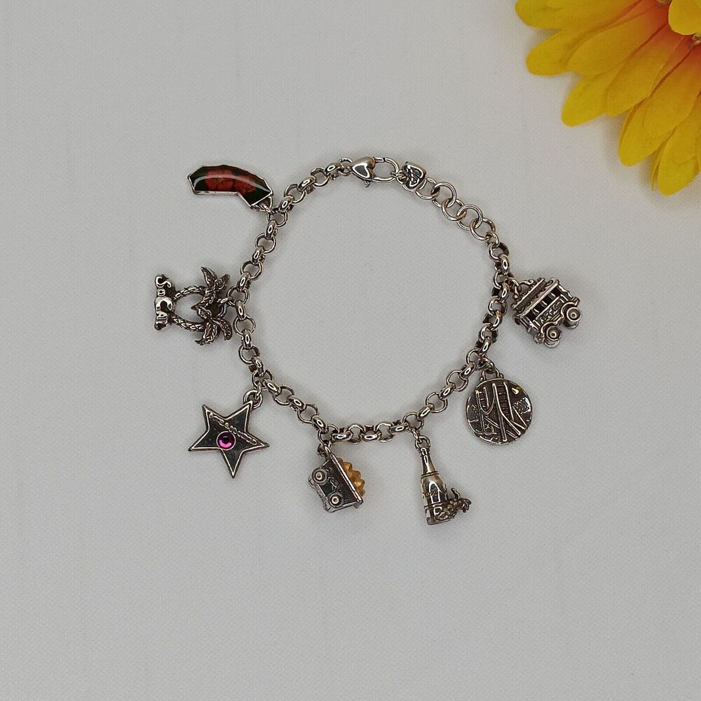 Brighton San Francisco California Palm Tree Hollywood Gold Rush Charm Bracelet